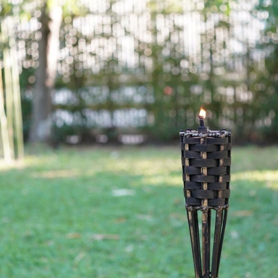 antorcha en jardín
